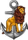 vector illustration of lion with anchor design Royalty Free Stock Photo