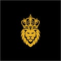 Illustration lion king with crown logo vector Royalty Free Stock Photo