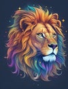Illustration of a lion in the middle of a galaxy and the stars of the Milky Way, Generative AI