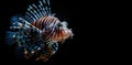 A lion fish swimming in the dark sea Royalty Free Stock Photo