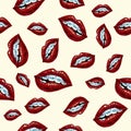 Illustration with lips and braces. Seamless pattern. Royalty Free Stock Photo