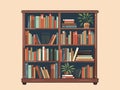 Illustration of Literary Haven - Stylish Bookcase in Cozy Living Room