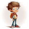 Illustration of a little boy, elementary school aged - generative AI