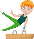 Little boy gymnast doing a pommel horse Royalty Free Stock Photo