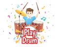 Illustration of Little boy playing drums Royalty Free Stock Photo