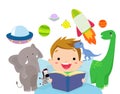 A little boy reading book Royalty Free Stock Photo