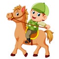 Little boy riding a pony horse