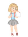 School girl got a good grade on the test and succeeded so she is happy and smiling Royalty Free Stock Photo