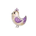 illustration of a little cute purple bird