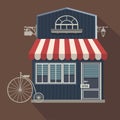 Illustration of little cute retro store shop or boutique