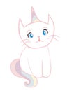 little cute white cat unicorn Royalty Free Stock Photo