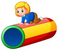 Little girl on the colorful tunnel Royalty Free Stock Photo