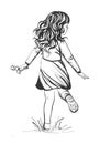 Illustration. A little girl dancing.