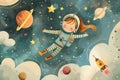 little girl working as an astronaut created with Generative AI technology