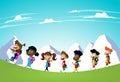 Illustration of Little Kids on a Hiking Trip Royalty Free Stock Photo