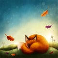 Illustration of a little red fox Royalty Free Stock Photo