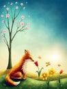 Illustration of a little red fox Royalty Free Stock Photo