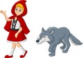 Little red riding hood with wolf