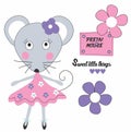 little sweet pretty mouse print vector