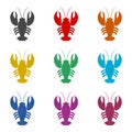 Illustration of a lobster, Lobster icon or logo, color set