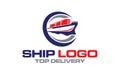 Illustration logistics and ship express delivery logo design