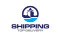 Illustration logistics and ship express delivery logo design