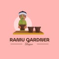 Ramu Gardner vector mascot logo Royalty Free Stock Photo