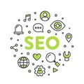 Illustration Logo Concept of SEO Search Engine Optimization Process