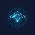 Illustration of a logo depicting a smart home icon with wireless connectivity concept Royalty Free Stock Photo