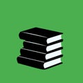 Illustration of the logo icon in the form of a vector of stacks of books in black and white on a green background Royalty Free Stock Photo