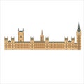 Illustration of the London Palace of Westminster in England isolated on a white background