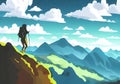Illustration of a lone mountain climber silhouetted against a gorgeous backdrop