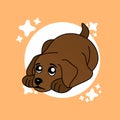 Illustration of Lonely Brown Dog Cartoon, Cute Funny Character, Flat Design