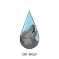 Illustration lonely cry wolf drawing