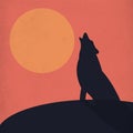 Illustration of a lonely wolf crying in front of the moon Royalty Free Stock Photo