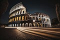 illustration, long exposure of colosseum rome italy, ai generative Royalty Free Stock Photo