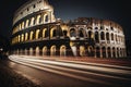 illustration, long exposure of colosseum rome italy, ai generative Royalty Free Stock Photo