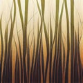 Illustration of long lakeside grass and plant leaves