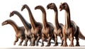 Illustration of long neck sauropod dinosaurs family isolated on a white background. Generative Ai Royalty Free Stock Photo