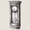 Illustration of a long vintage clock