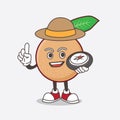Longan Fruit cartoon mascot character having a compass Royalty Free Stock Photo