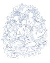 Lord Buddha in meditation for Buddhist festival of Happy Buddha Purnima Vesak