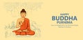 Lord Buddha in meditation for Buddhist festival of Happy Buddha Purnima Vesak