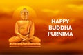 Lord Buddha in meditation under Bodhi Tree for Buddhist festival Happy Buddha Purnima Vesak Royalty Free Stock Photo