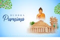 Lord Buddha in meditation under Bodhi Tree for Buddhist festival Happy Buddha Purnima Vesak Royalty Free Stock Photo