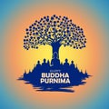 Lord Buddha in meditation for Buddhist festival of Happy Buddha Purnima Vesak Royalty Free Stock Photo