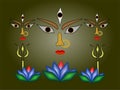 That is the illustration of lord devi durga face behind the lotus flower