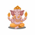 Illustration of Lord Ganesha or Ganpati figure Hindu religion vector isolated in white background Royalty Free Stock Photo