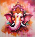 Illustration of Lord Ganesha, son of Shiva and Parvati, revered as the remover of obstacles, worshipped first in Hindu rites.