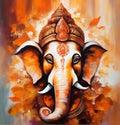 Illustration of Lord Ganesha, son of Shiva and Parvati, revered as the remover of obstacles, worshipped first in Hindu rites.